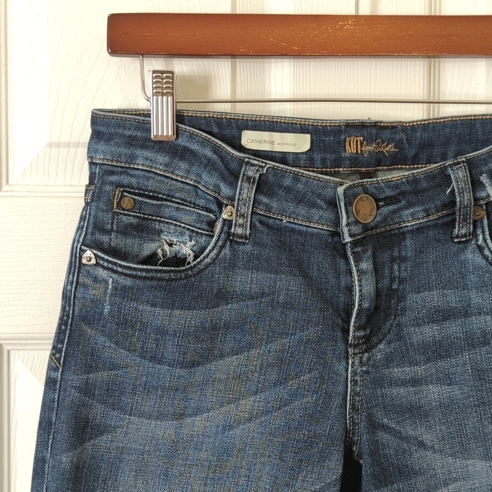 Kut from the Kloth Catherine Mid Rise Dark Wash Slim Fit Boyfriend Denim Jeans 4 - Picture 12 of 16